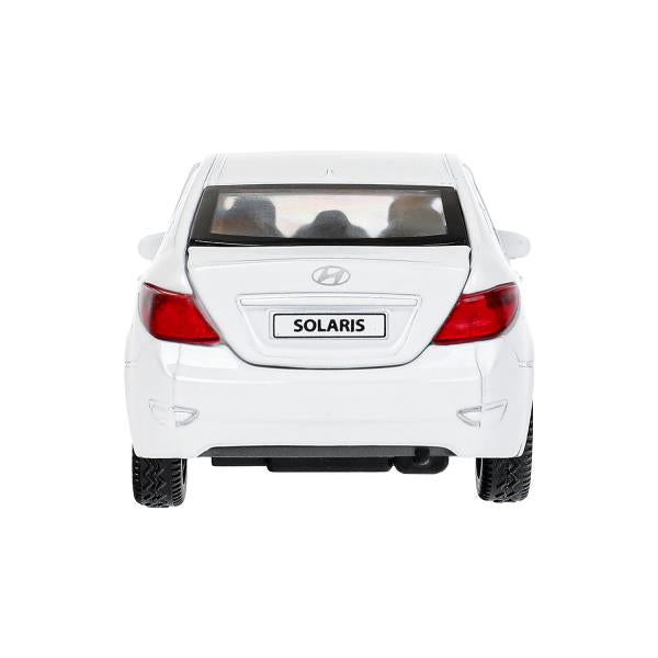 Машина металл HYUNDAI SOLARIS, 12 см, двери, багажн, инерц, белый, кор. Технопарк в кор.2*36шт