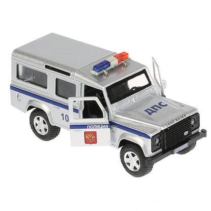 Машина металл свет-звук LAND ROVER DEFENDER ПОЛИЦИЯ 12 см, дв, баг, ин, кор. Технопарк в кор.2*36шт