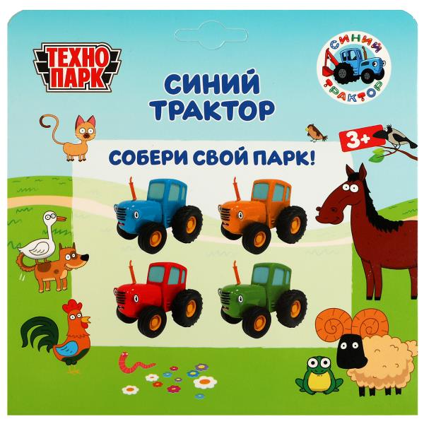 Модель металл свет-звук СИНИЙ ТРАКТОР длина 11 см, инерц, синий, кор. Технопарк в кор.48шт