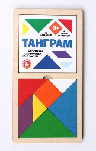 Игра головоломка деревянная "Танграм" (цветная, большая)