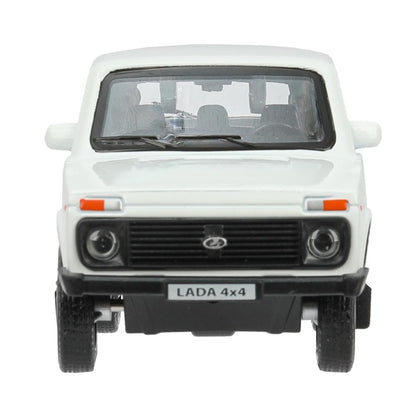 Машина металл LADA 4x4 длина 12 см, двери, багаж, инерц, белый, кор. Технопарк в кор.2*36шт
