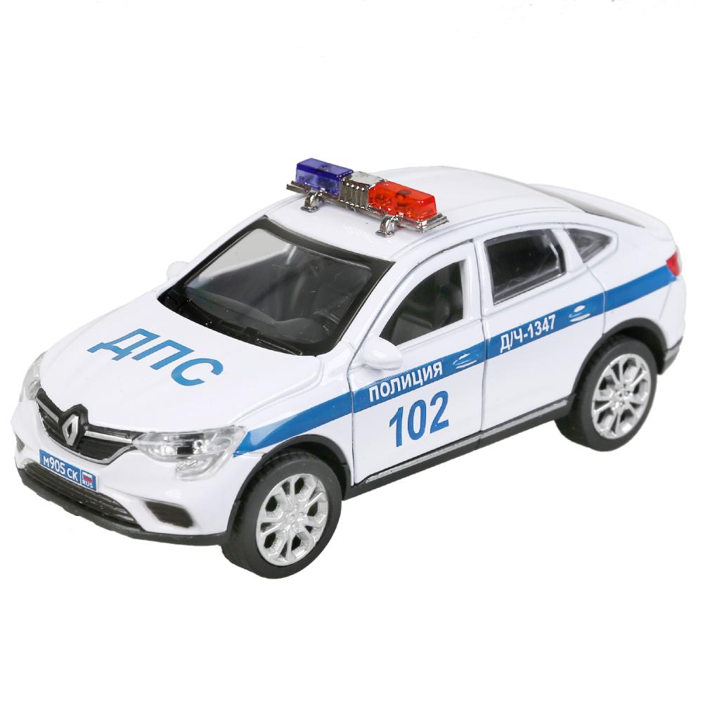 Машина металл свет-звук RENAULT ARKANA ПОЛИЦИЯ 12 см, двери, багаж, кор. Технопарк в кор.2*36шт