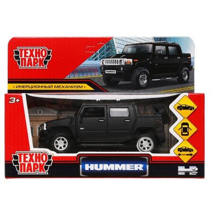 Машина металл HUMMER H2 PICKUP МАТОВЫЙ 12 см, двери, багажн, черный, кор. Технопарк в кор.2*36шт