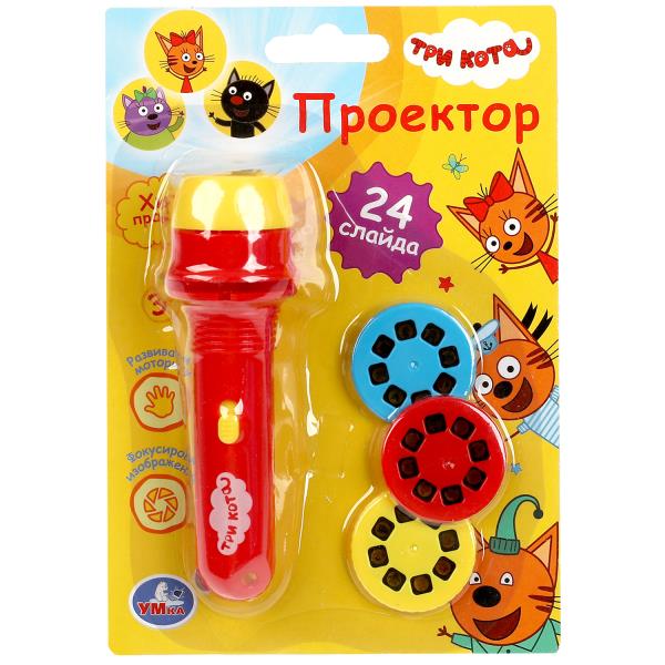 Фонарик проектор три кота ТРИ КОТА 24 слайда.блист.бат. Умка в кор.2*180шт