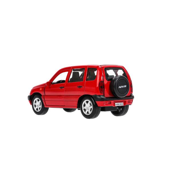 Машина металл LADA NIVA длина 12 см, двери, багаж, инерц, красный, кор. Технопарк в кор.2*36шт