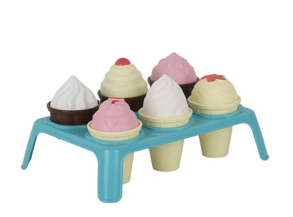 ИГРОВОЙ НАБОР "ЛАКОМКА" (7ПР.) ( МОРОЖЕНОЕ 3ШТ., КЕКС 3ШТ., ПОДСТАВКА) в кор.17шт