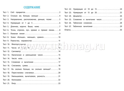 Математика. 1 класс: тест-контроль (прог. Школа России). 31 стр. (Формат А4)