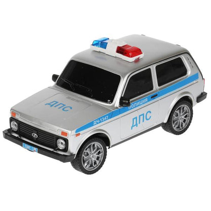 LADA4X4-18LPOL-GY 327204 Машина р/у LADA ПОЛИЦИЯ 4x4 18 см, свет, сер, кор. Технопарк в кор.24шт