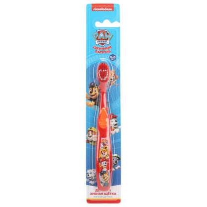 Зубная щетка фигурная для детей Щенячий Патруль красная MASTER DENT в кор.24*12шт