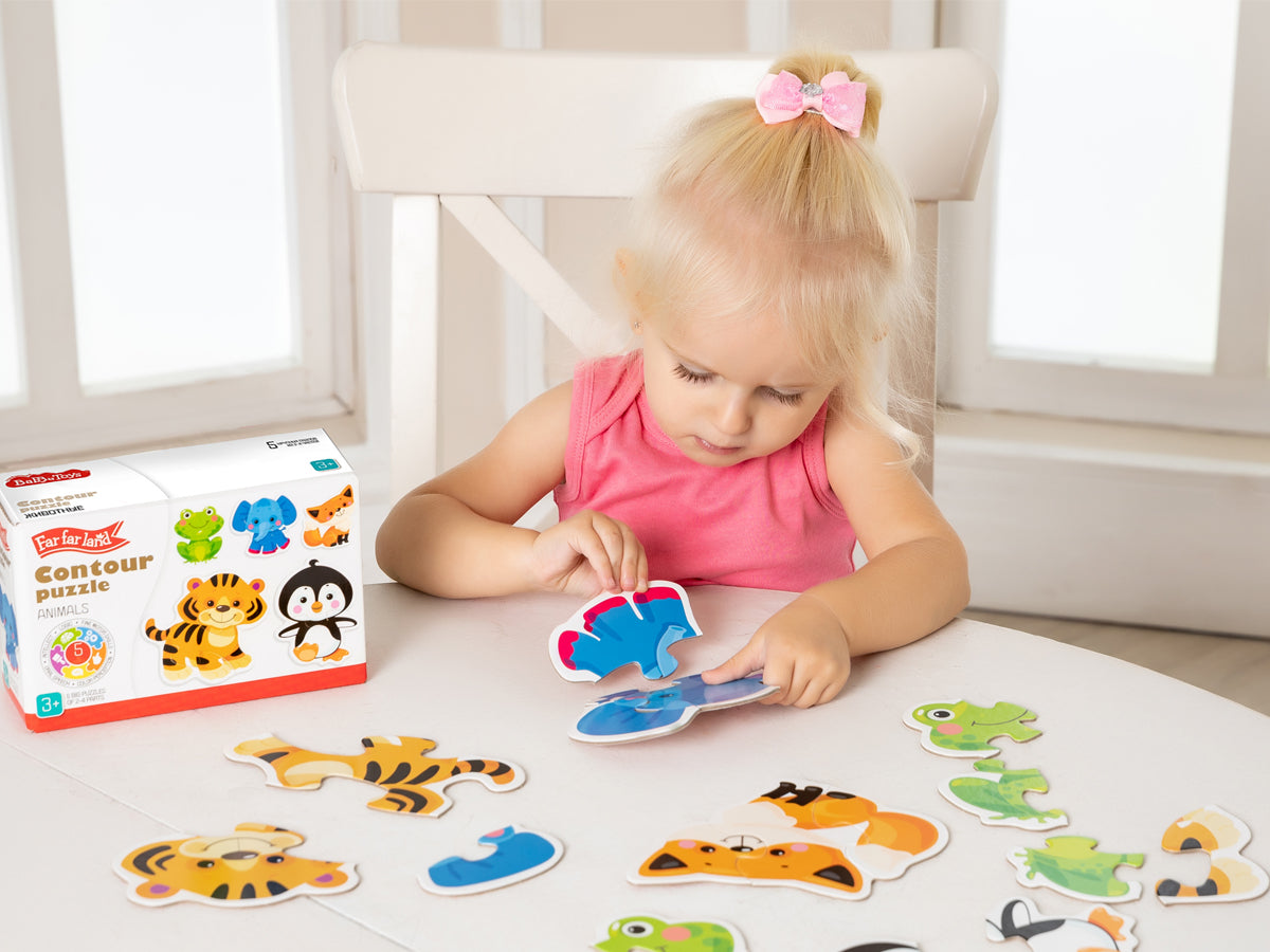 Пазлы контурные "Животные" Baby Toys (5 карт. 16 эл)
