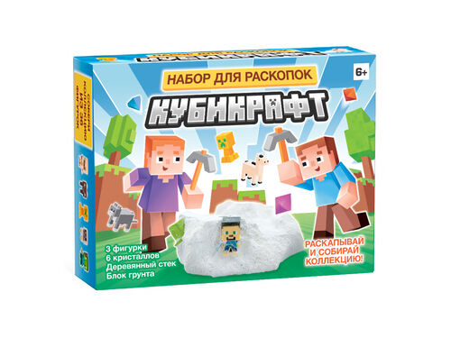 Раскопки "Кубикрафт" (3 фигурки, 6 кристаллов)