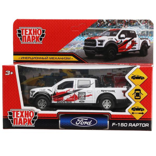 F150RAP-12SRT-WH 326504 Машина металл FORD F150 RAPTOR СПОРТ 12 см, двери, багаж, инерц, белый, кор.