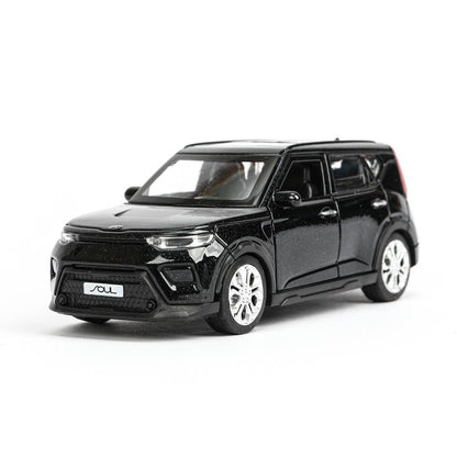 Машина металл KIA soul длина 12 см, двери, багаж., инерц, черный, кор. Технопарк в кор.2*36шт