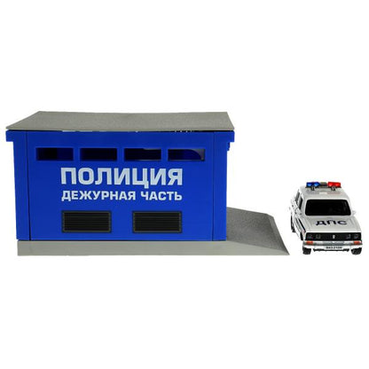 Модель пластик ГАРАЖ ПОЛИЦИЯ 20,5 см, ваз 2106, син, кор. Технопарк в кор.24шт