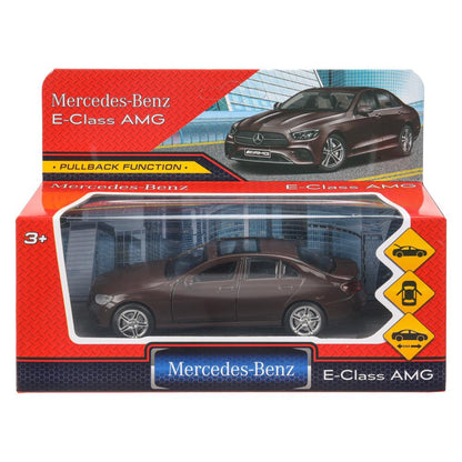 Машина металл MERCEDES-BENZ e-class amg 12см, дв,баг,ин,бордовый, кор. Технопарк в кор.2*36шт