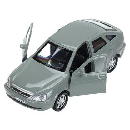 Машина металл LADA PRIORA 12 см, двери, инерц,cеребристо-серый, Технопарк