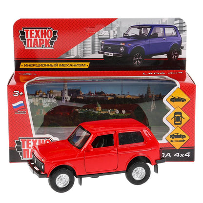 ТМ Технопарк. Машина металл "LADA 4x4" 12см, открыв. двери, инерц., КРАСНЫЙ. в кор. в кор.2*36шт