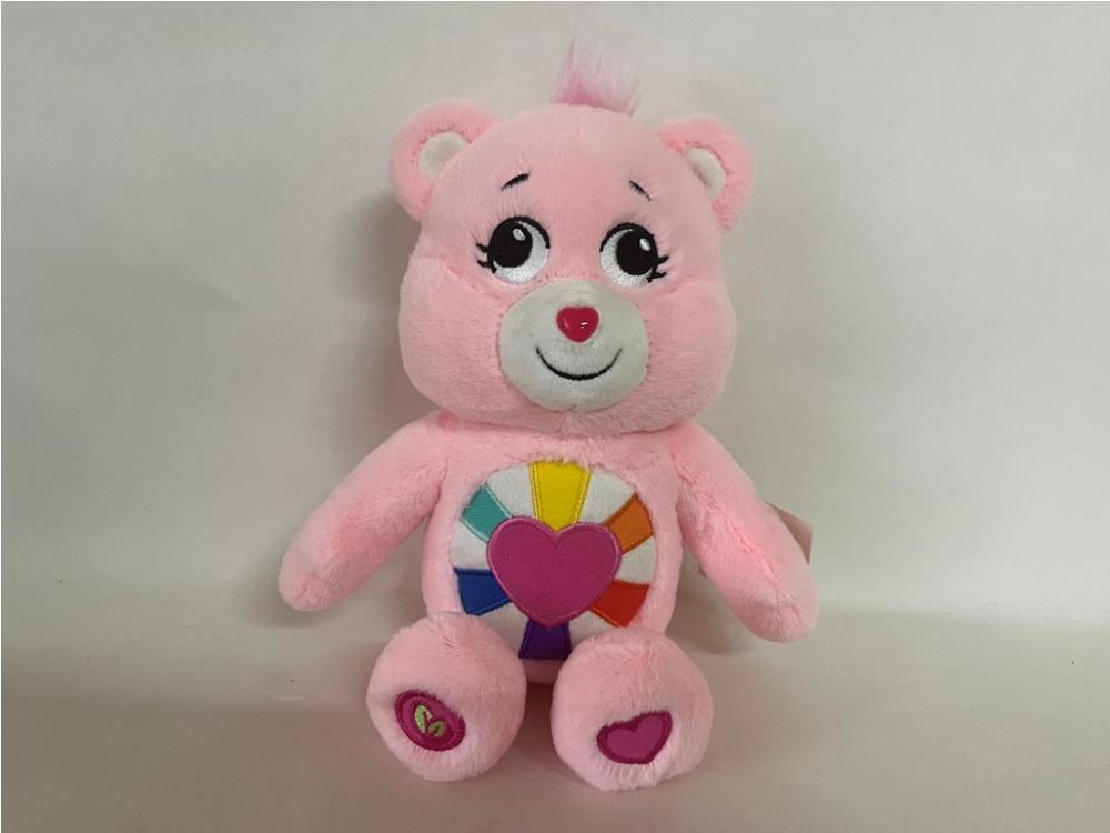 Игрушка мягкая мишка care bears роз. с сердцем 20 см, озвуч. Добрые игрушки в кор.24шт