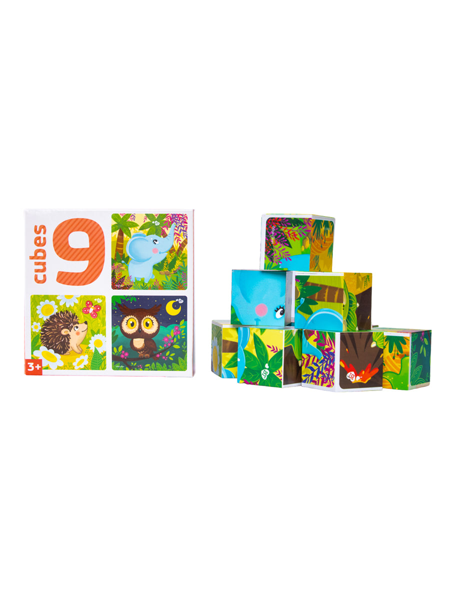 Кубики "Зверята" (без обклейки) 9 шт Baby Toys