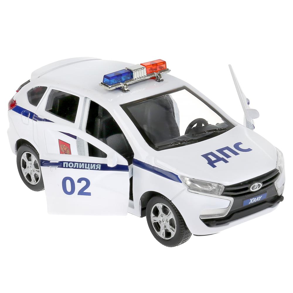 XRAY-12POL-WH 297507 Машина металл LADA XRAY ПОЛИЦИЯ длина 12 см, двери, багаж, инерц, белый, кор Те