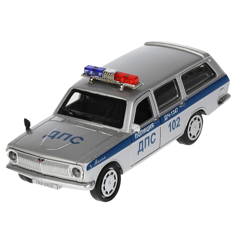 Машина металл ГАЗ-2402 "ВОЛГА" ПОЛИЦИЯ 12 см, двери, багаж, в кор. Технопарк в кор.2*36шт