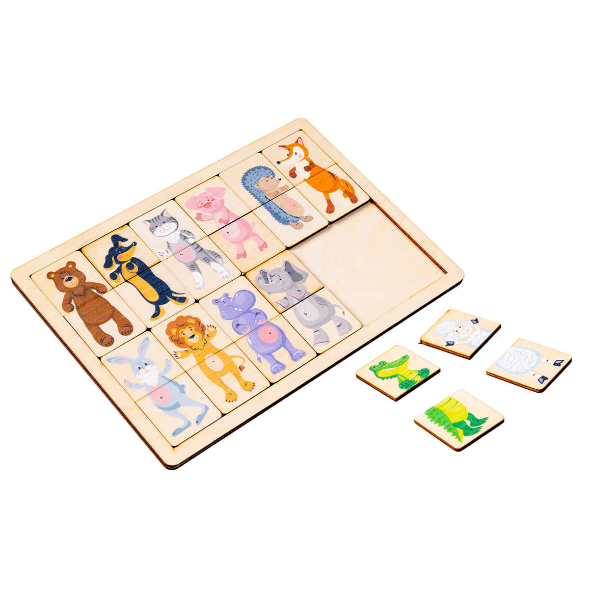 Игра развивающая деревянная "Зоопарк" (парные пазлы)