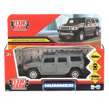 Машина металл HUMMER "hummer h2", дл12см,откр дв,багаж,инерц,темн-сер,в кор Технопарк в кор.2*36шт