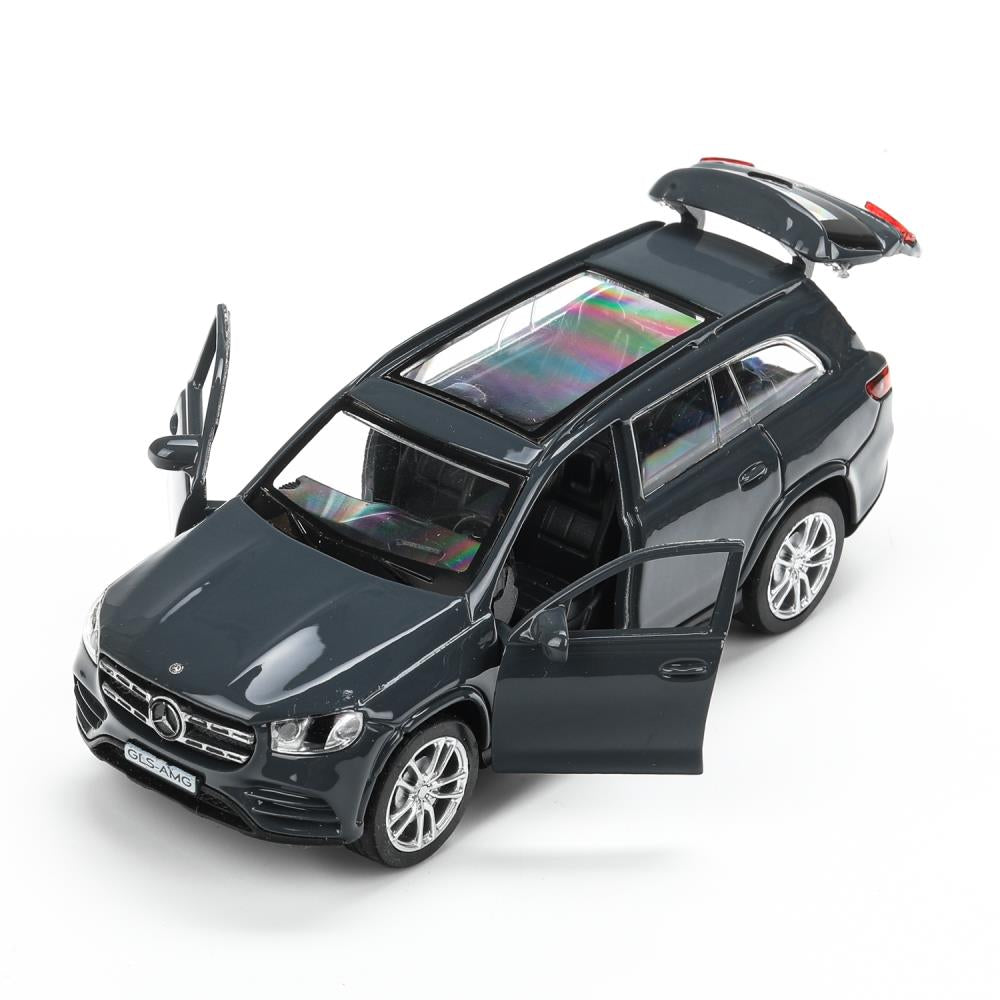Машина металл MERCEDES-BENZ gls class amg 12см, дв,баг,ин,серый, кор. Технопарк в кор.2*36шт