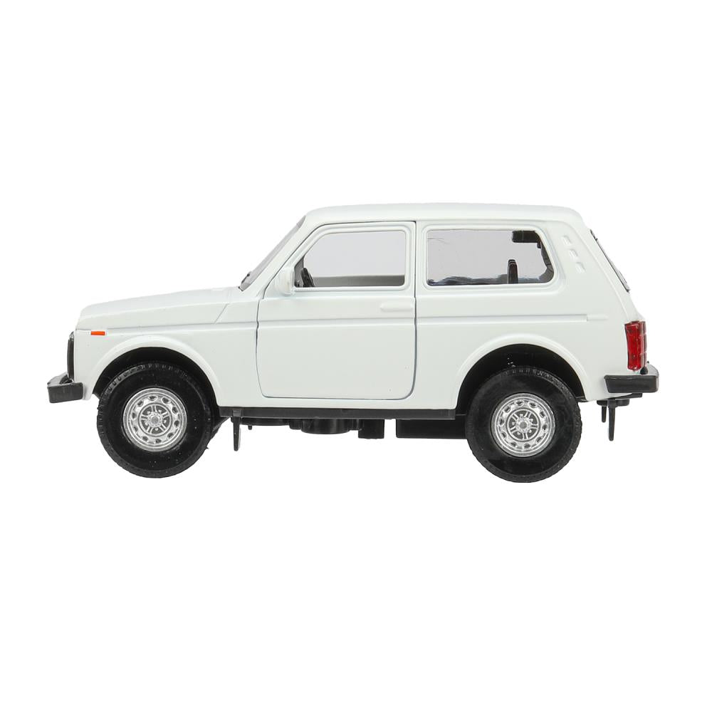 Машина металл LADA 4x4 длина 12 см, двери, багаж, инерц, белый, кор. Технопарк в кор.2*36шт