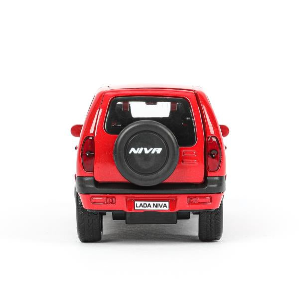 Машина металл LADA NIVA длина 12 см, двери, багаж, инерц, красный, кор. Технопарк в кор.2*36шт