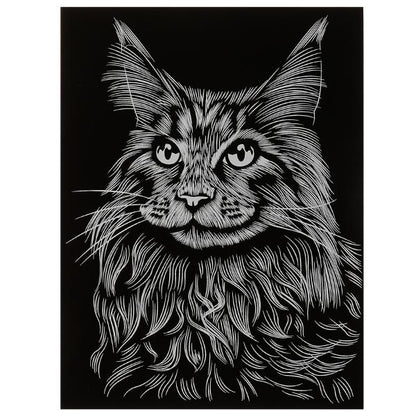 Гравюра 18*24 см Кот, серебряная МУЛЬТИ АРТ в кор.120шт