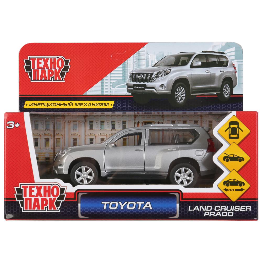 Машина металл "TOYOTA PRADO" 12см, открыв. двери, инерц, СЕРЕБРИСТЫЙ в кор. Технопарк в кор.2*36шт