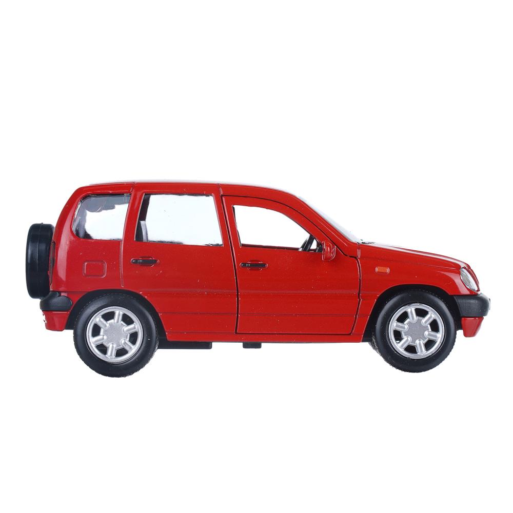 Машина металл LADA NIVA длина 12 см, двери, багаж, инерц, красный, кор. Технопарк в кор.2*36шт