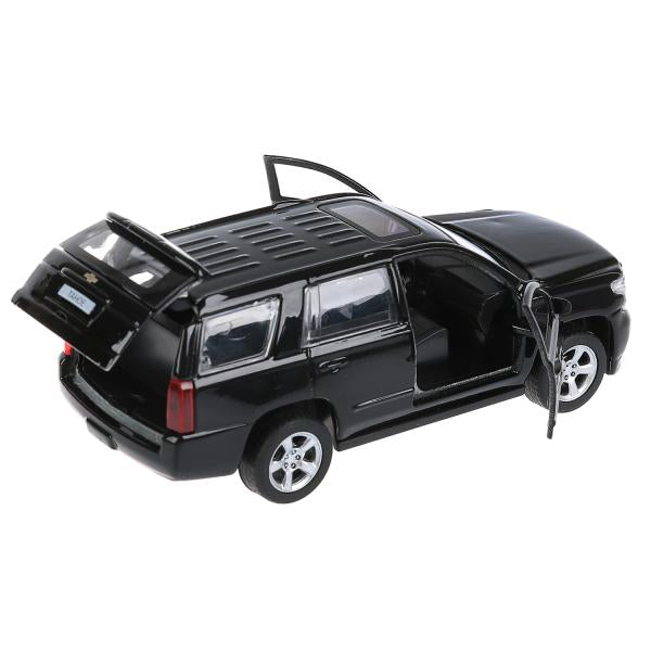 Машина металл CHEVROLET TAHOE длина 12 см, двери, багаж, инерц, черный, кор. Технопарк в кор.2*36шт