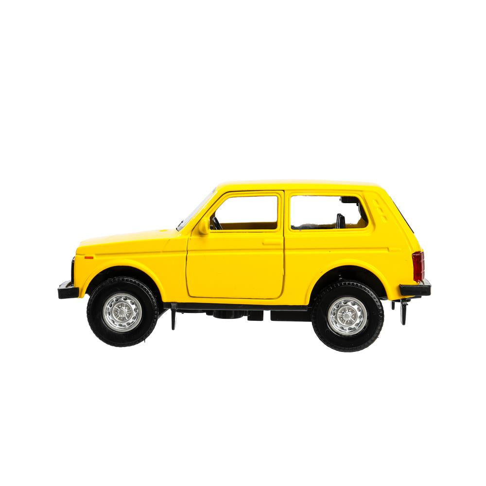 Машина металл LADA 4x4 12 см, двери, багаж, инерц, желтый, кор. Технопарк в кор.2*36шт