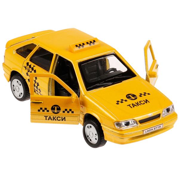 Машина металл LADA -2114 "SAMARA" ТАКСИ, 12 см, двери, баг, инерц., кор. Технопарк в кор.2*36шт