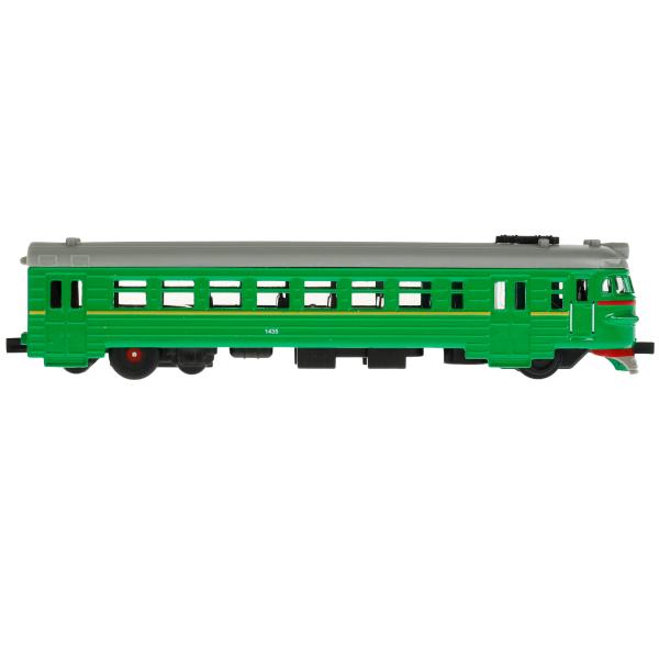 COMTRAIN-19SL-GN Модель металл свет-звук ЭЛЕКТРИЧКА длина 19 см, двери, инерц, зеленый, кор. Технопа