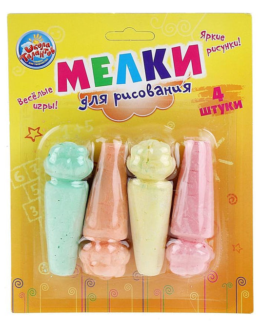 Школа талантов. Мелки для рисования арт.553292 набор 4 шт. "Морковки"