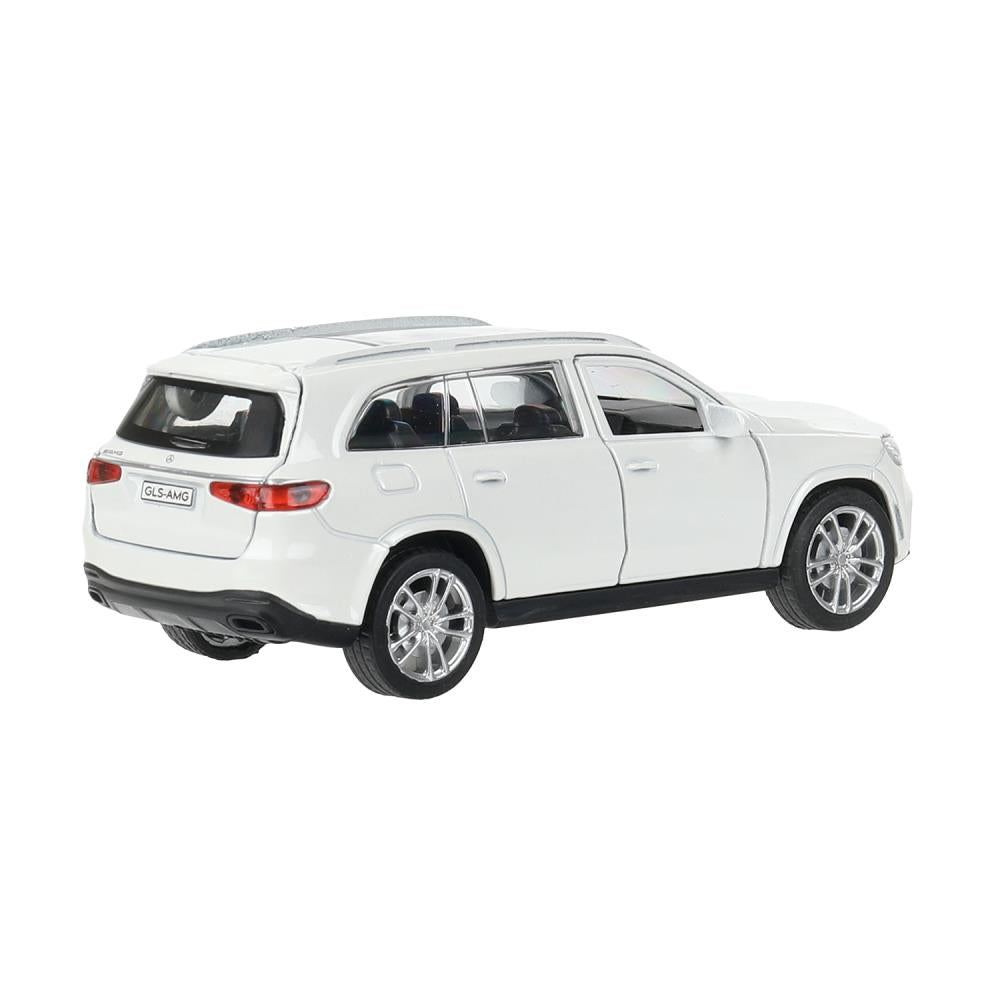 Машина металл MERCEDES-BENZ gls class amg 12см, дв,баг,ин,белый, кор. Технопарк в кор.2*36шт