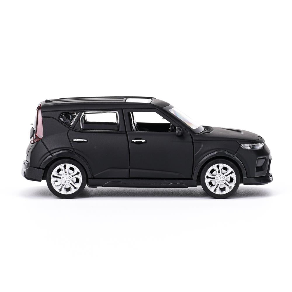 Машина металл свет-звук KIA soul 12 см, двер, инер, черный МАТОВЫЙ, кор. Технопарк в кор.2*36шт