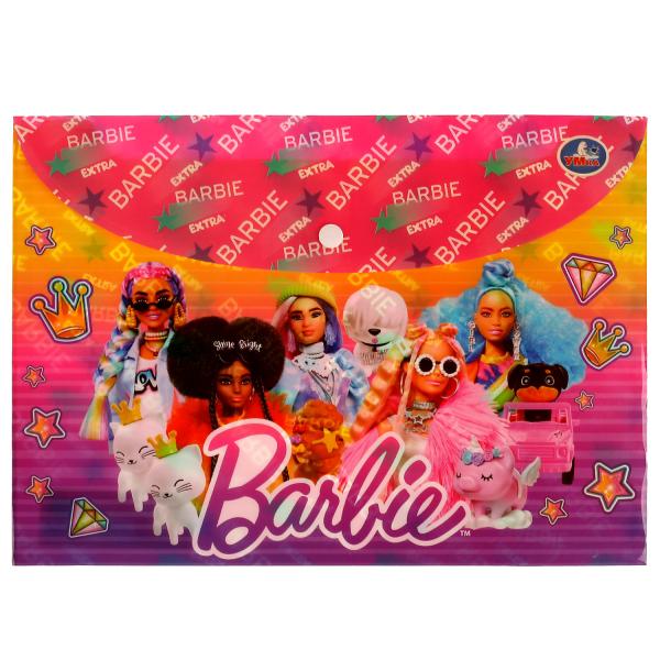 Папка БАРБИ на кнопке а4, barbie extra Умка уп-6шт в кор.2*20уп