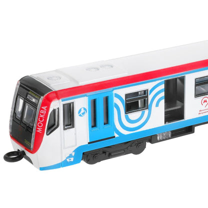 Технопарк."ЖД. Вагон метро" арт.SUBWAYMSC-18-WHBU 18,5 см, двери, инерц, бел, кор.