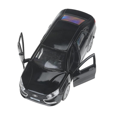 Машина металл LADA vesta 11,5 см, двери, черный, кор. Технопарк в кор.2*36шт