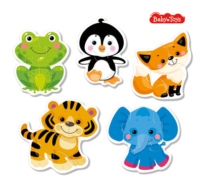Пазлы контурные "Животные" Baby Toys (5 карт. 16 эл)