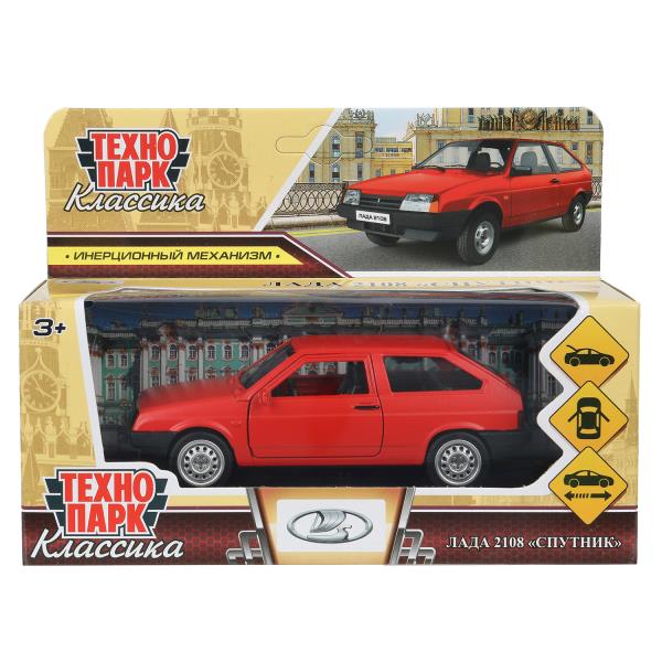 Машина металл LADA-2108 "СПУТНИК" МАТОВЫЙ 12 см, дв, баг, ин, красный, кор. Технопарк в кор.2*36шт