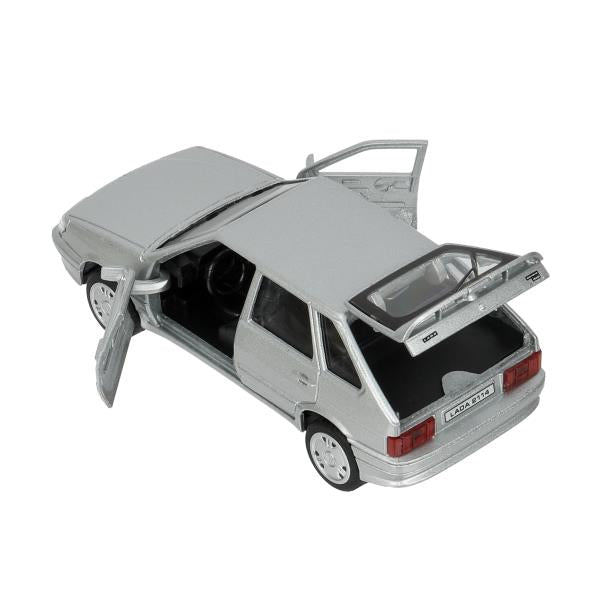 Машина металл LADA-2114 "SAMARA" 12 см, двери, багаж, инерц, серебрист, кор. Технопарк в кор.2*36шт
