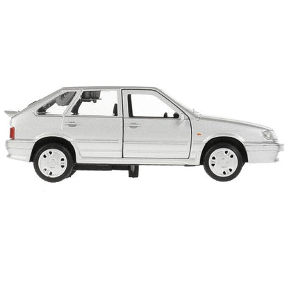 Машина металл LADA-2114 "SAMARA" 12 см, двери, багаж, инерц, серебрист, кор. Технопарк в кор.2*36шт
