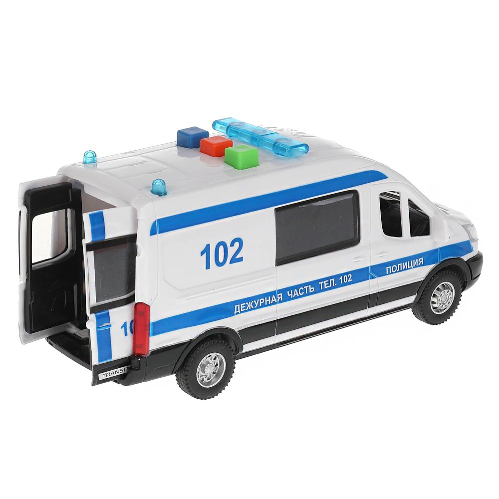 TRANSITVAN-16PLPOL-WH Машина пластик свет-звук FORD TRANSIT ПОЛИЦИЯ 16 см, двери, 3 кнопки, кор. Тех