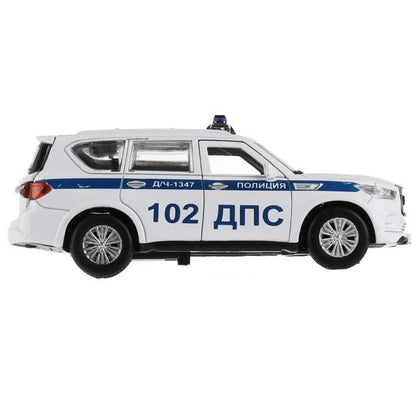 QX80-12POL-WH326501 Машина металл INFINITI QX80 ПОЛИЦИЯ, 12,5 см, двери, баг., инер, белый, кор. Тех