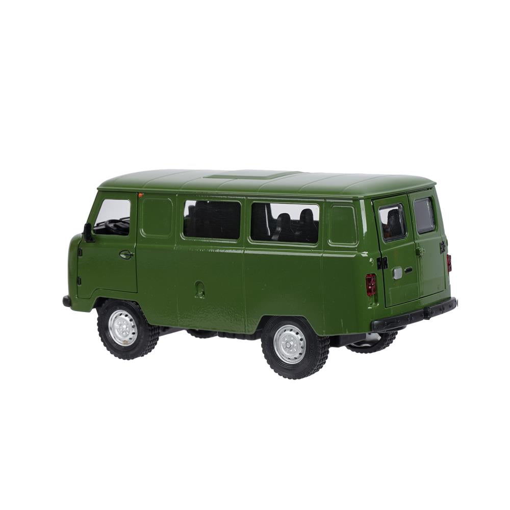 Машина металл свет-звук UAZ УАЗ 452, 18,5 см, св-зв, дв люк, баг, ин, зелен Технопарк в кор.2*18шт